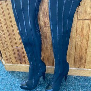 Colin Stuart Thigh High Stretch Platform boots Size 7.5B Worn for a party